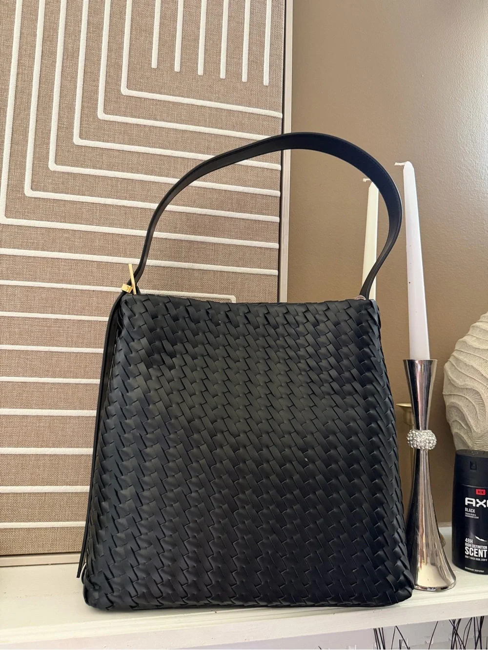 a new day Black Woven Shoulder Bag